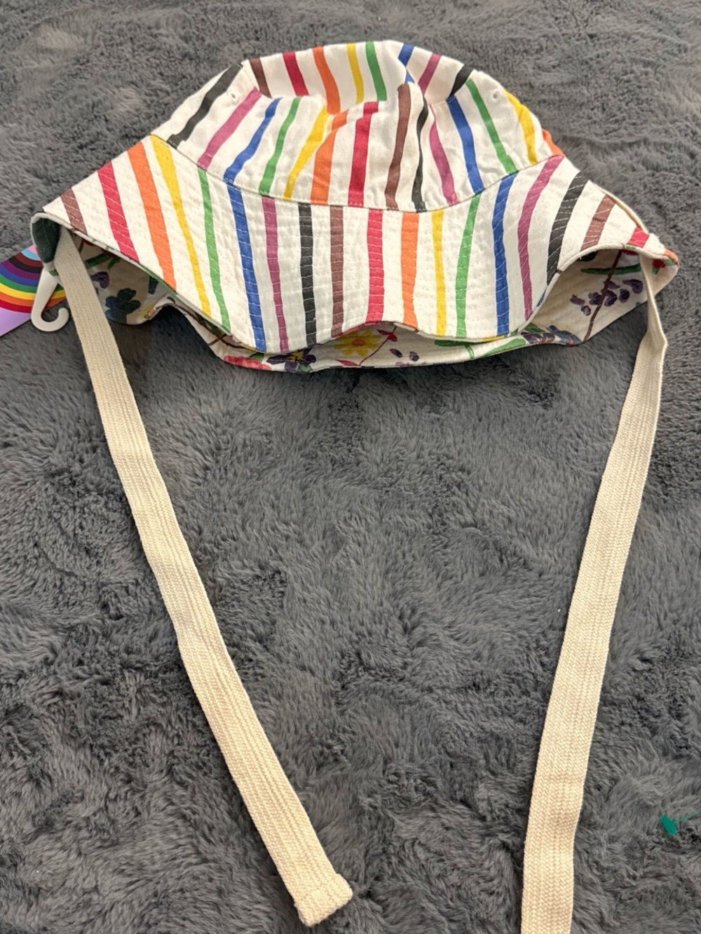 Pride Rainbow Stripe Sun Hat with Ties